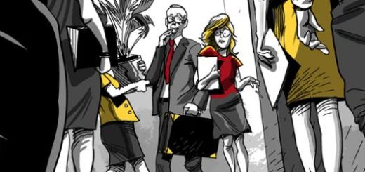 Leute stehen im Gang